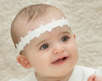 Luisa Christening Headband - Baptism Headband - Christening Headband - Silk Headband - Blessing Headband - Ivory Headband - White Headband