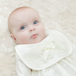 Silk Christening bib &#39;Lucy&#39; - Baptism bib - Christening bib - Christening accessories - Silk Bib - Baby bib - Girls bib - Blessing bib
