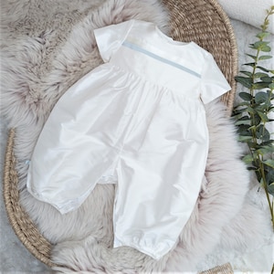 Christening Outfit for Baby Boy, Boys Baptism Outfit, Blessing Outfit for Boys • Jack Silk Romper by Adore Baby Christening