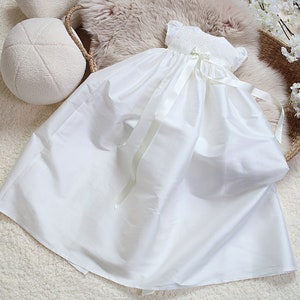 Christening Gown - Baptism Gown - Blessing gown - Christening Dress - Baptism Dress - Baby Girls Silk Baptism Gown | &#39;Olivia&#39; by Adore Baby