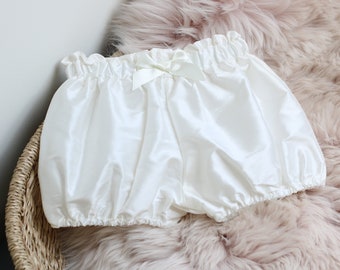 Silk Bloomers by Adore Baby - Silk Knickers - Baby Bloomers - Christening Bloomers - Baptism Bloomers - Ivory Bloomers - White Bloomers