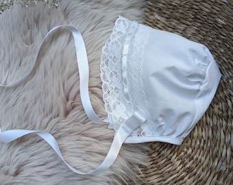 Christening Bonnet - Baptism Bonnet - Baby Bonnet | &#39;Vivienne&#39; Cotton or Silk Baby Bonnet by Adore Baby