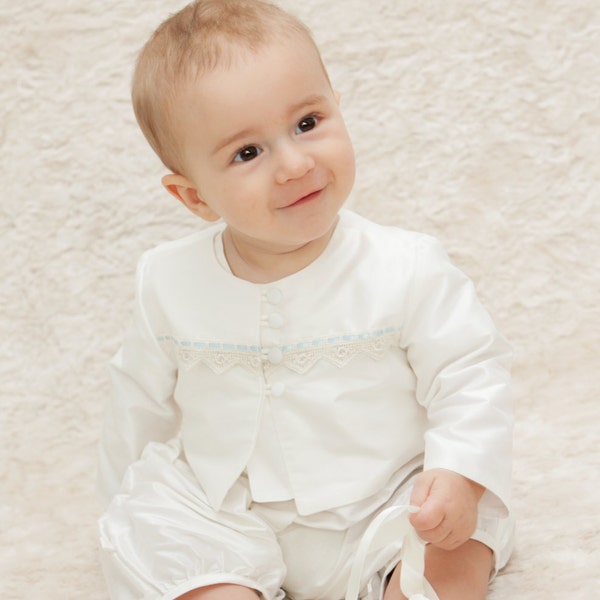 Oliver Christening Jacket. Baby Boy Baptism Outfit.