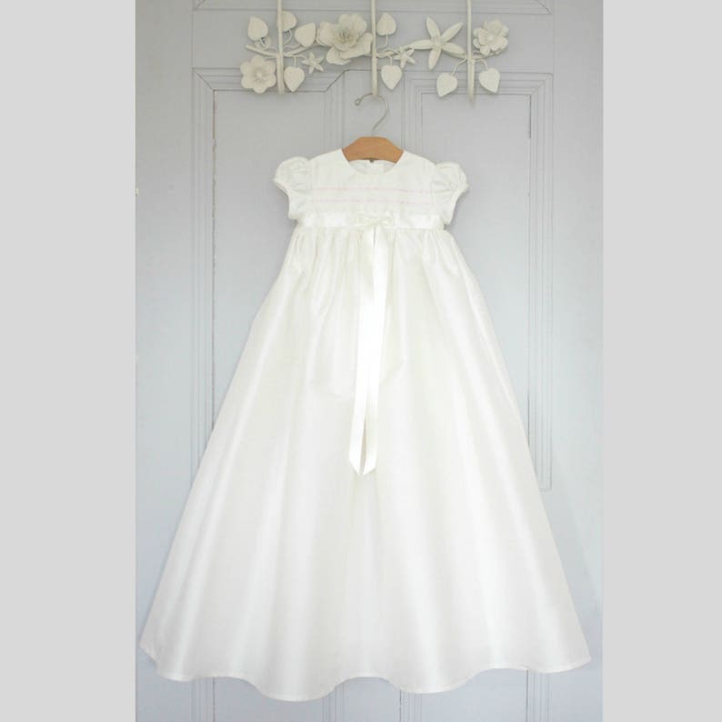 Christening Gown 'Evie' Silk Baptism Gown Christening Dress Baby Girl Baptism Dress Blessing Gown Baby Dress Heirloom Gown image 3