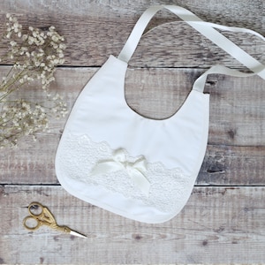 Baby Christening Bib - Baby Baptism Bib - Silk Christening Bib - Handmade Bib - Baby Bib - Girls Bib | &#39;Olivia&#39; Baptism Bib by Adore Baby |