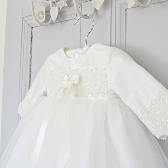 Bata de bautizo Bata de bautismo de manga larga Vestido de bautizo
