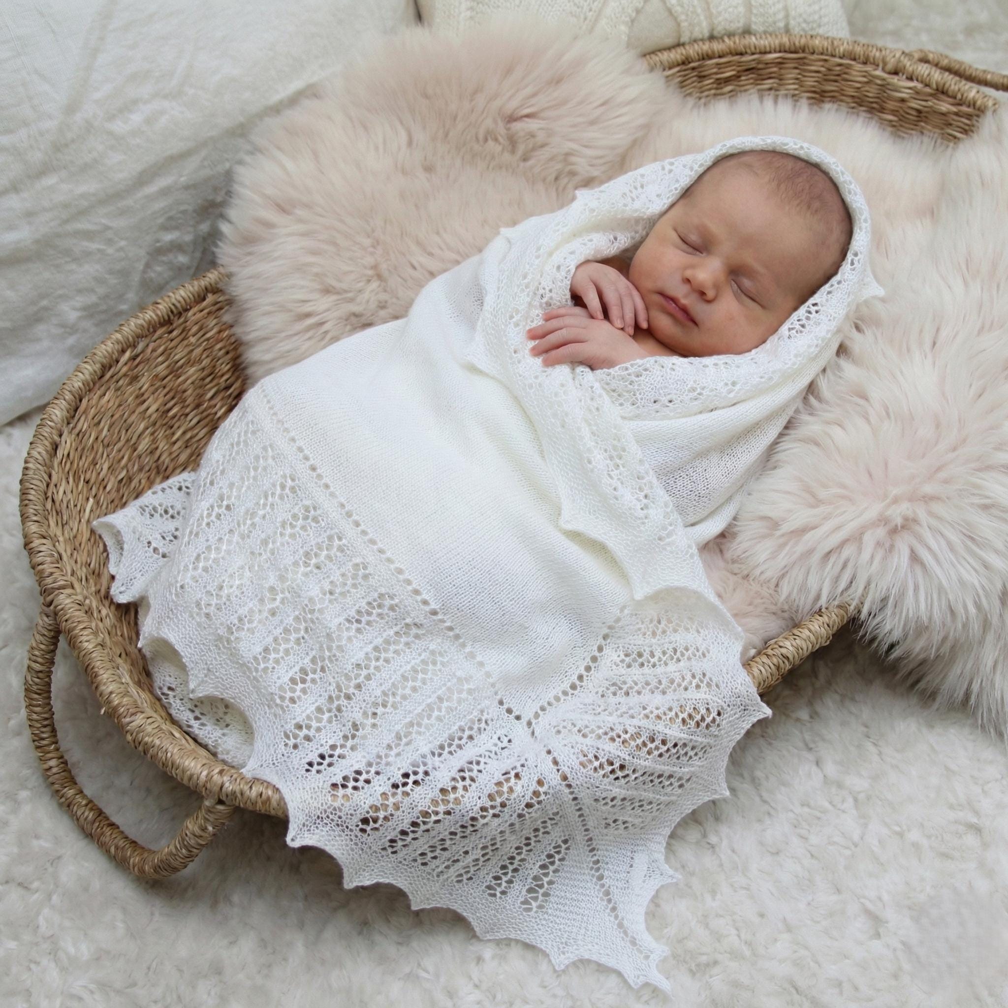 Ivory Merino Wool Baby Blanket: Knitted Christening Shawl - Etsy