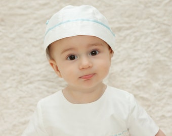 Venice Christening Hat/Baptism bonnet/Boys Christening Cap/Baptism Cap/Boys Christening hat/Ivory Baptism hat for boys/White Christening hat