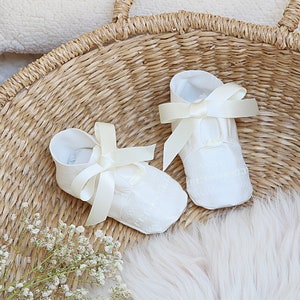 100 % silk christening booties main image 1