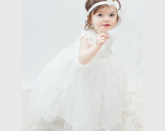 Baby Girls Christening Dress - Lace Christening Dress - Baptism Dress - Baby Baptism Dress - Baby Blessing Dress - Christening Dress Ava