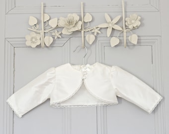 Clara Christening Bolero - Silk Bolero - Christening Jacket - Baptism Jacket - Baby Bolero - Ivory bolero - White Bolero - Baby Jacket