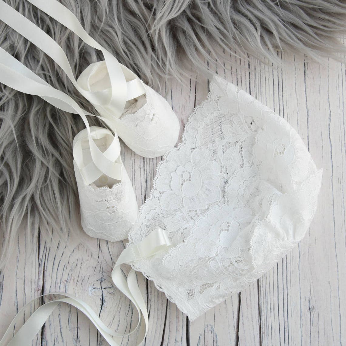 Christening and Booties/holly Sheer Lace Baby Etsy UK