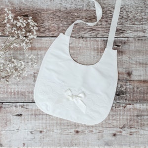 Silk Christening bib &#39;Scarlett&#39; - Baptism bib - Christening bib - Christening accessories - Silk Bib - Baby bib - Girls bib - Blessing bib