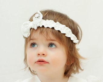 Christening Headband - Baby Headband - Baptism Headband - Blessing Headband - Silk Headband - Lucy Christening Headband