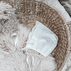 Christening Bonnet for Baby - Baptism Bonnet - Baby Bonnet | Sophie Baby Bonnet in Cotton or Silk by Adore Baby