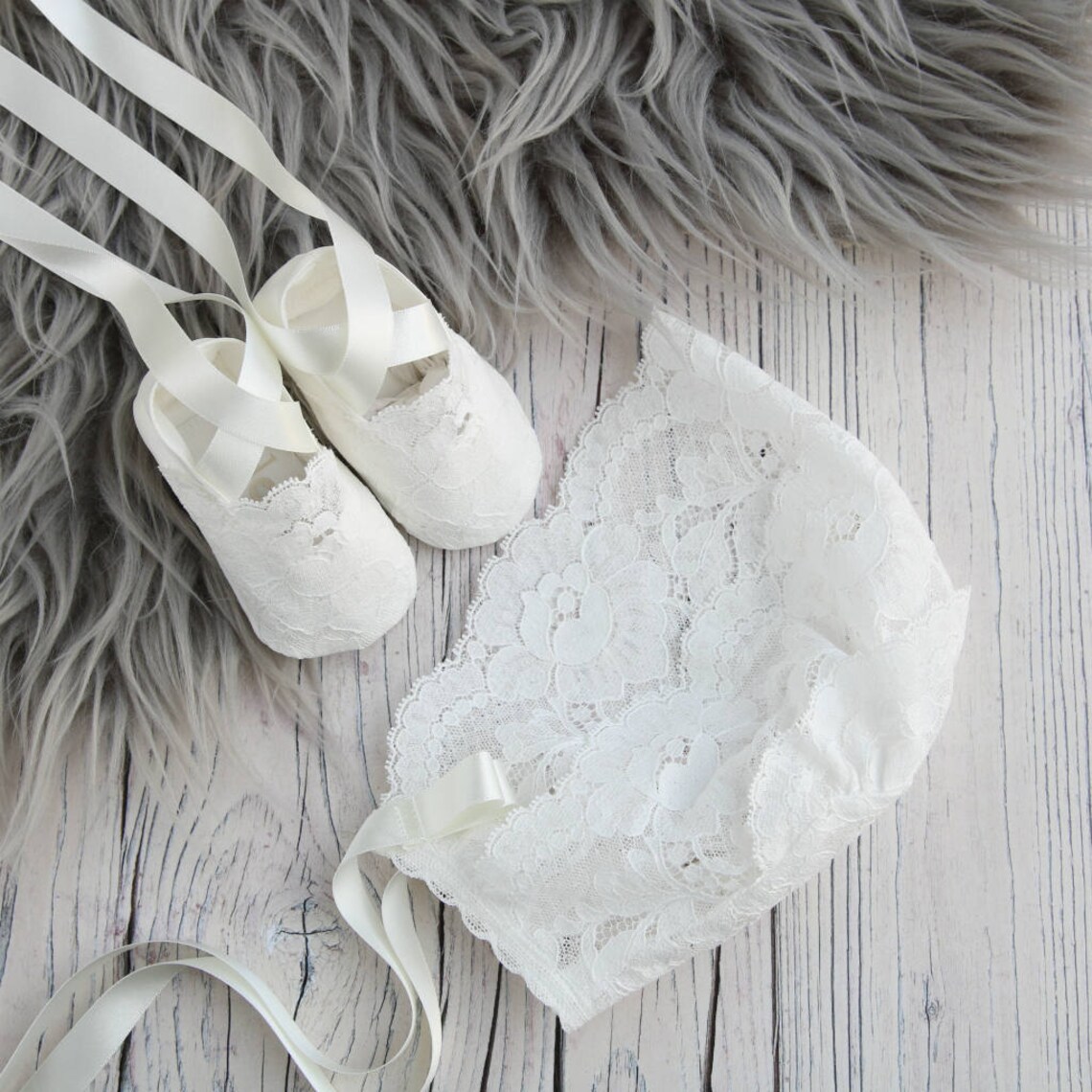 Christening and Booties/holly Sheer Lace Baby Etsy UK
