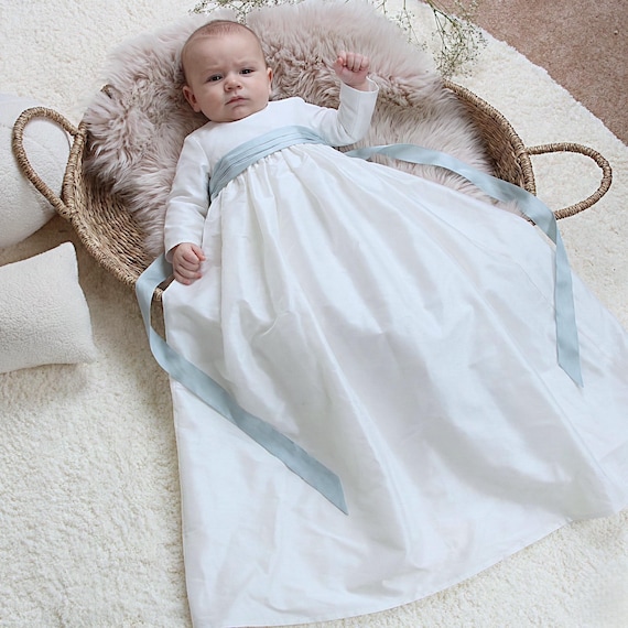 silk dupioni christening dress Handmade Dupion Silk Christening Gown: Beaded Heirloom Baptism Dress