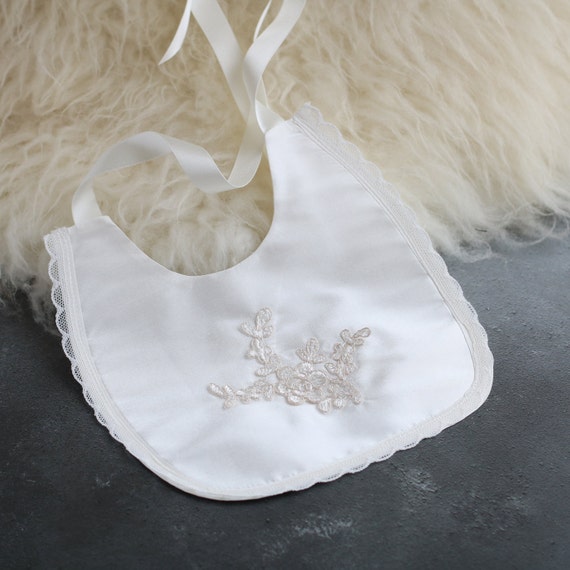 ivory christening bib