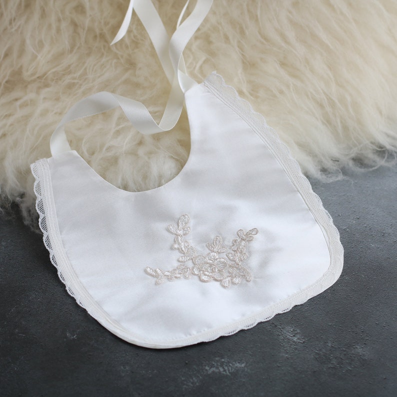 Ivory Silk Christening Bib Charlotte Baptism Bib Etsy