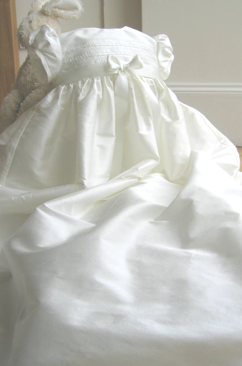 Christening Gown 'Evie' Silk Baptism Gown Christening Dress Baby Girl Baptism Dress Blessing Gown Baby Dress Heirloom Gown image 2