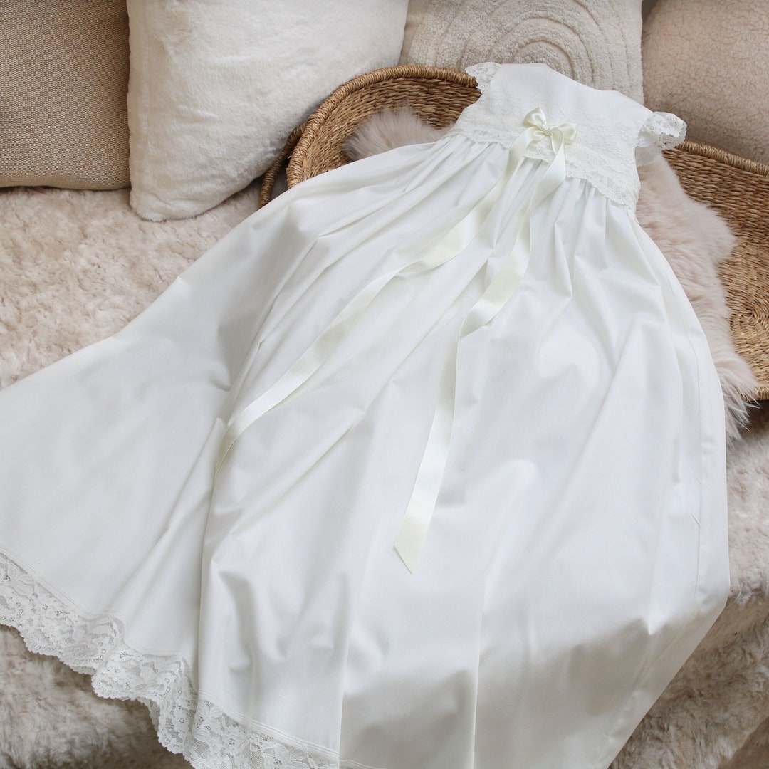 Cotton Christening Gown Baptism Gown Christening Dress Etsy