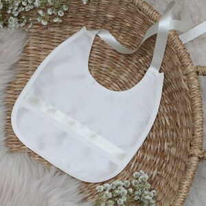 Seiden-Tauflätzchen 'Echo' Tauflätzchen Tauflätzchen Taufzubehör Seidenlätzchen Babylätzchen Unisex-Lätzchen Segenslätzchen Ivory/Ivory trim