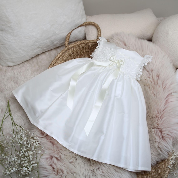 silk christening dresses for baby girl Penelope Lace Dress at Baby Beau & Belle