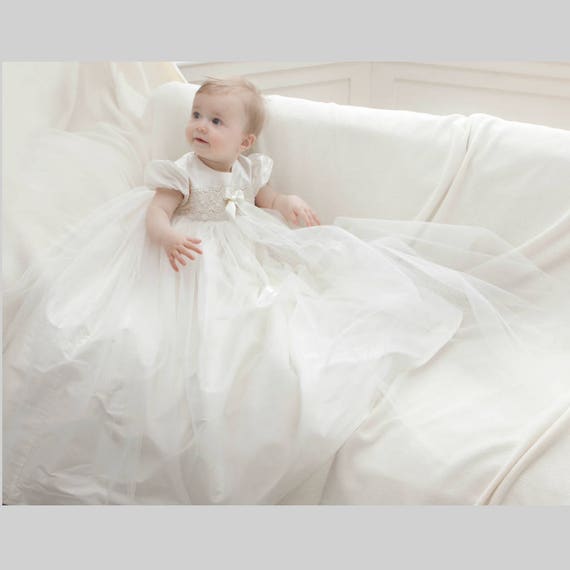 Girls Lace Baptism Gown | Victoria – Christeninggowns.com