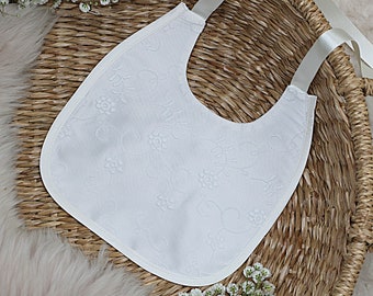 Silk and Lace Christening Bib - Ava Baptism Bib