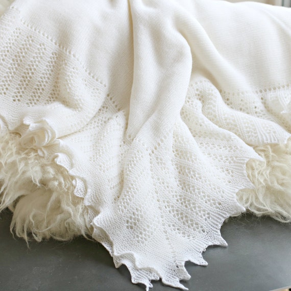 White Ruffled Baby Shawl Wrap Blanket 120x120cm 