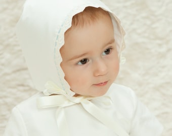 Baptism Bonnet ~ Handmade Silk Unisex Christening or Baptism Bonnet ~ Oliver ~