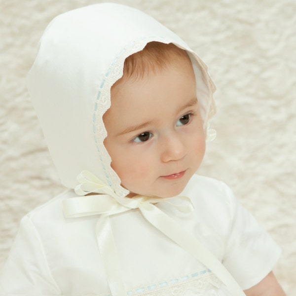 Baptism Bonnet ~ Handmade Silk Unisex Christening or Baptism Bonnet ~ Oliver ~