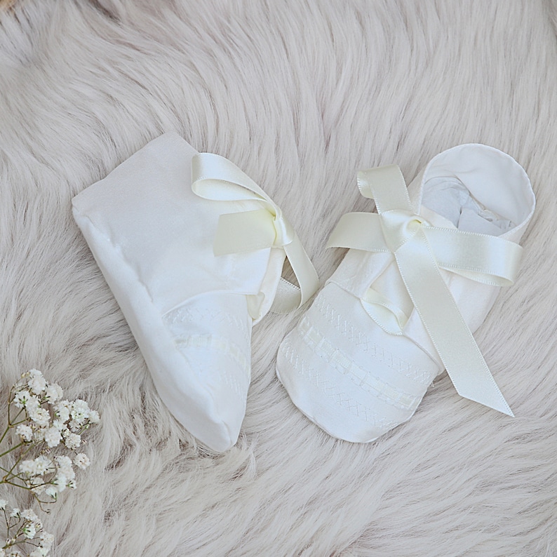 Venice silk Christening booties by Adore Baby/Baptism shoes/Baptism booties/Boys Baptism shoes/Christening shoes/Baby booties/Baby shoes image 4
