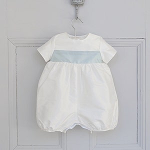 Boys Baptism Outfit - Boys Short Leg Christening Romper - Boys Baptism Bubble Romper |&#39;Echo&#39; - Short Leg Romper for Baby Boy by Adore Baby |