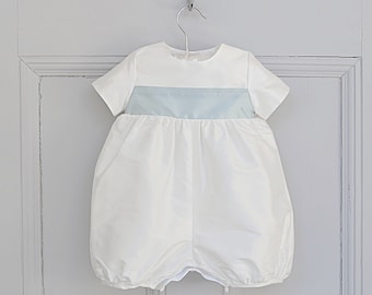 Boys Baptism Outfit - Boys Short Leg Christening Romper - Boys Baptism Bubble Romper |'Echo' - Short Leg Romper for Baby Boy by Adore Baby |