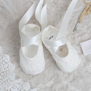 Christening Booties - Baptism Booties - Christening Shoes - Baptism Shoes - Baby Booties | 'Olivia' Silk and Lace booties by Adore Baby