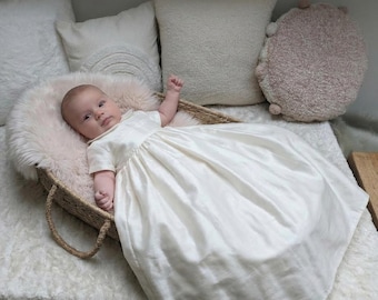 silk dupioni christening dress Handmade Dupion Silk Christening Gown: Beaded Heirloom Baptism Dress