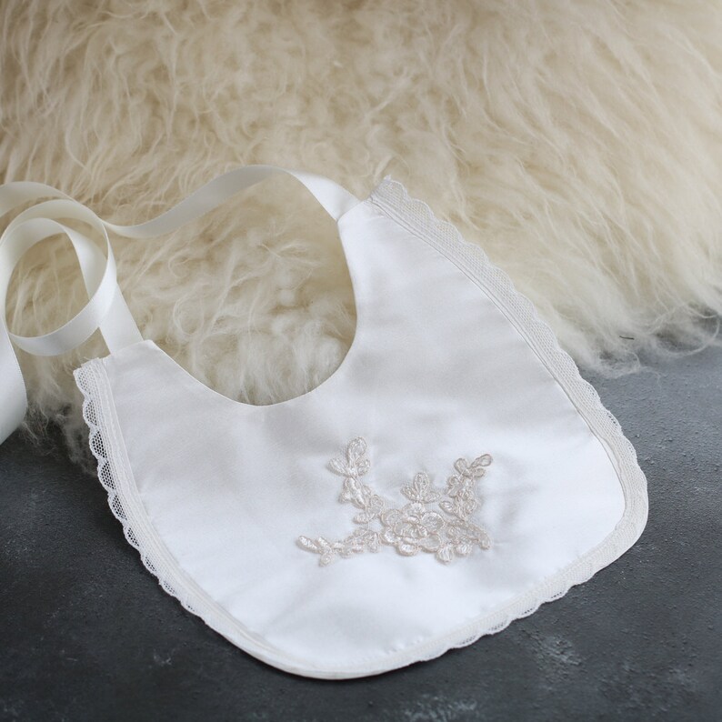 Ivory Silk Christening Bib Charlotte Baptism Bib Etsy