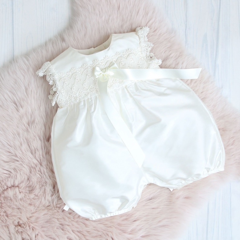 Girls Christening Romper Girls Baptism Outfit Girls Etsy