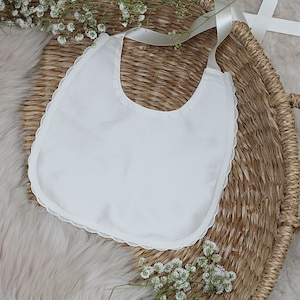 Silk Christening bib &#39;Clara&#39; - Baptism bib - Christening bib - Christening accessories - Silk Bib - Baby bib - Girls bib - Blessing bib