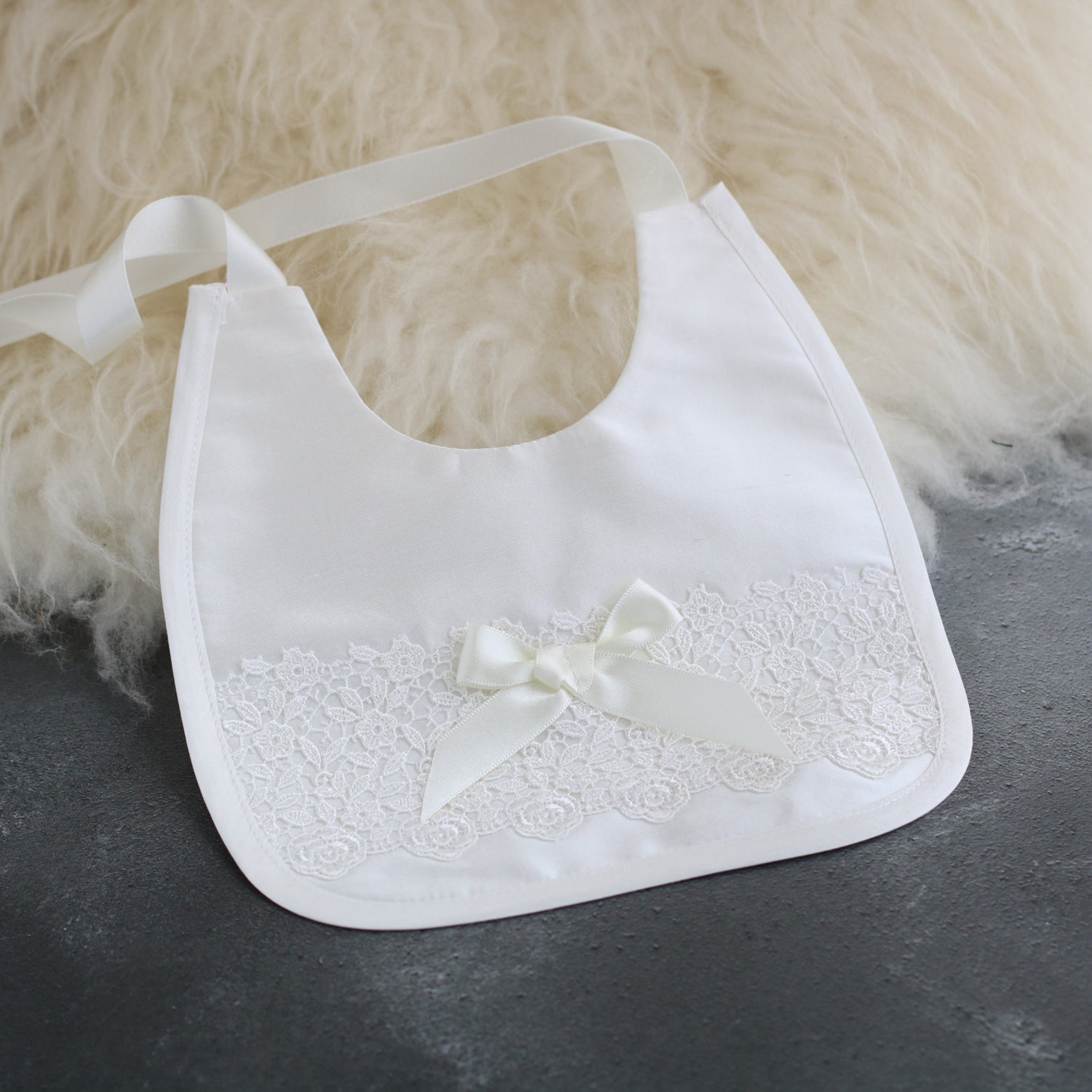 Olivia Christening Bib Baptism Bib Silk Christening Bib Etsy