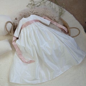 Handmade Unisex Silk Dupion Christening Gown - Long Sleeved Baptism Blessing Gown | Echo image 9