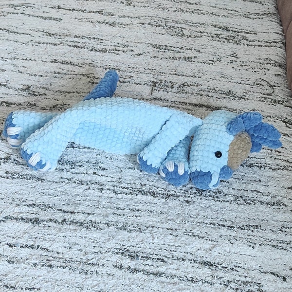 Crochet dinosaur snuggler pattern Amigurumi plush dino crochet plushies Cute crochet animals pattern Stevie The Stygimoloch plushie toy