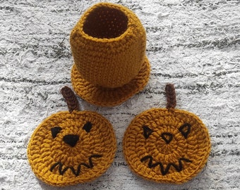 Halloween Crochet Pumpkin Coaster Pattern (PDF Pattern)