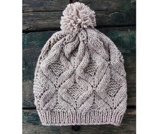 Knit Beanie Pattern - Instant Download, Easy Lace Beanie & Hat Patterns