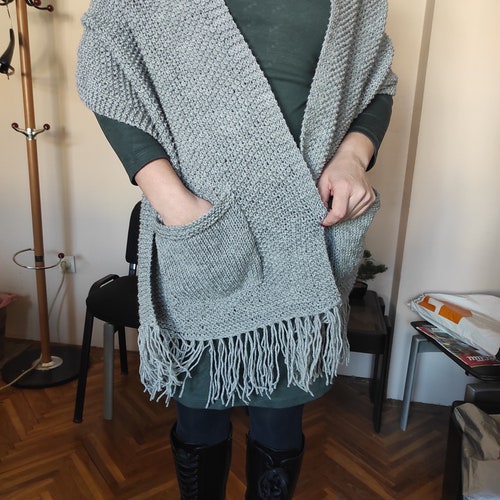 Diamond Pocket Shawl Knitting Pattern 