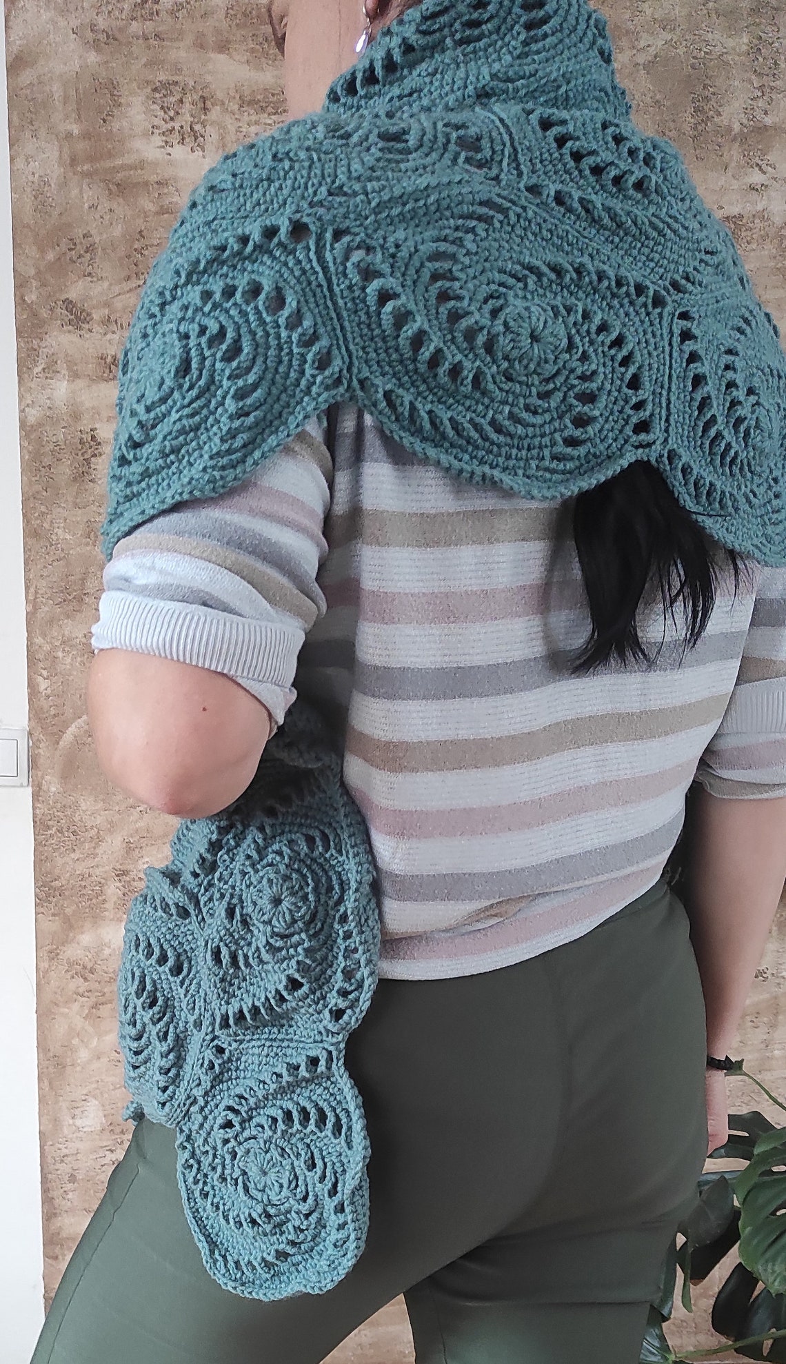 Spiral Hexagon Pocket Scarf Crochet Pattern Shawl Womens - Etsy