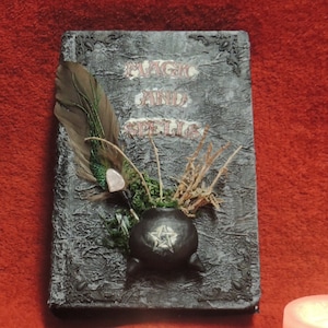 Custom Halloween Spell Book Prop/Decor Wiccan, Cauldron, Herbs Magic and Spells Corpsed Cover
