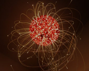 Fiery Sun Pendant Light, Fiber Optic, Celestial Orb, Exploding, Burning Sun, Room Decor.