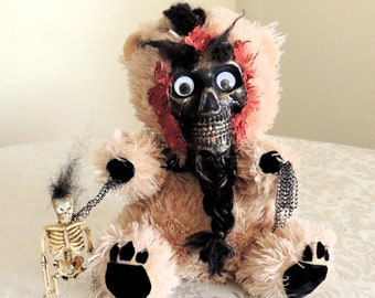 Creepy Bear, Horror Bear Plushie, Evil Bear, Goth Bear.